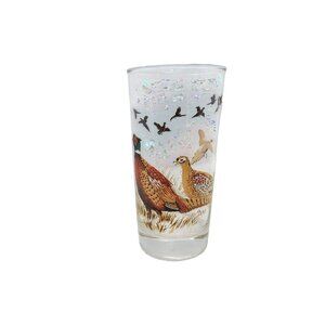 Vintage Libbey Pheasant Glass Tumbler With Flying Birds Design